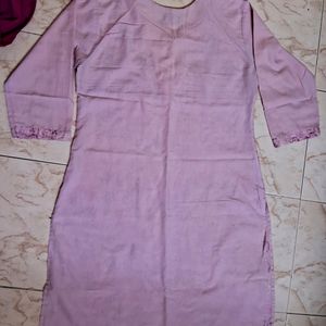 38 Or M Size Cotton Embroidery Kurti Set