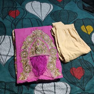 Pink Embroidery Gown With New Pant