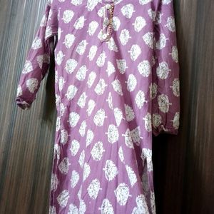 Lavender Floral Print Kurta Pant Set