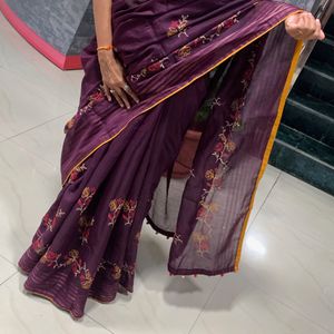 Beautiful Flower Work Saree💜