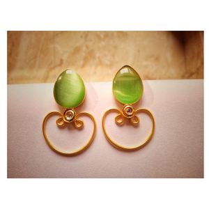 Green Brass Earrings