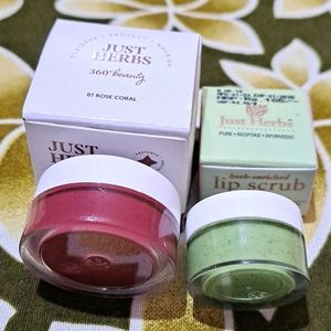 Just Herbs Lip Scrub And Lip& Chick Tint Combo