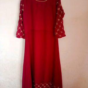 Maroon Simple Ethnic Gown.