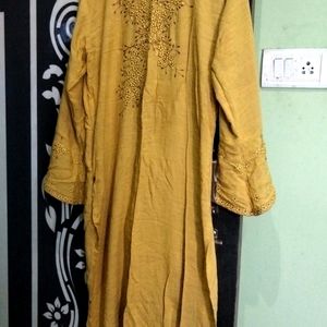 Beautiful Yellow Emboidery Design Kurti