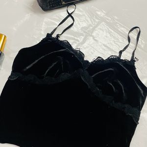 Black Vintage Velvet Cami Top