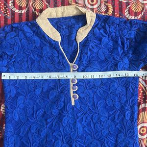 Net Embroidered Straight Kurti