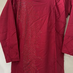 Kurti Maroon With Sequence