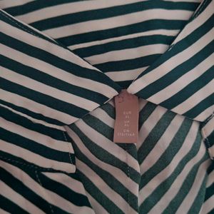 Dark Green And White Striped Dress