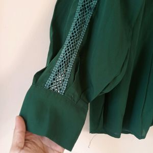 Green Full Balloon Sleeves Top