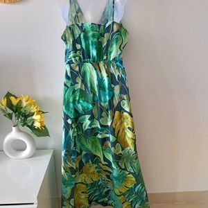 Zara Leaf Print Long Dress