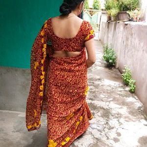 Beautiful Rose Work Saree🌹with Blouse