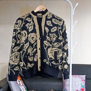 Rose Print Double Thick Sweater