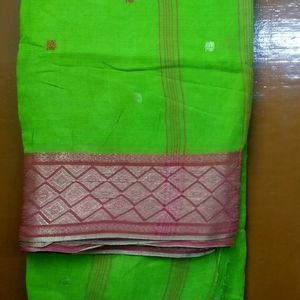 Green Saree With Zari