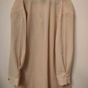 Beige Korean Shirt Embroidered Colar