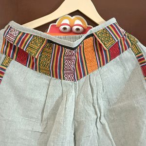 Grey Khadi Colourful Trouser/Pajama