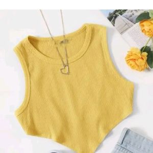 Yellow Down V Crop Top.