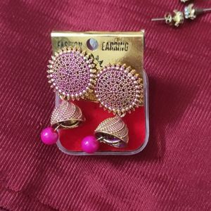 Pretty Pink Earrings Jhumkas