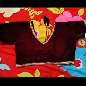 New Maroon Backless Velvet Blouse