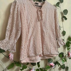 Peach Colour Net Top