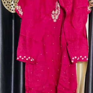 Pink Suit With Net Dupatta