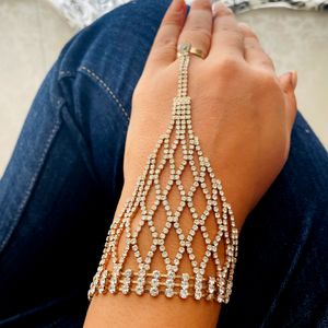 AD Diamond Hand Bracelet With Ringg