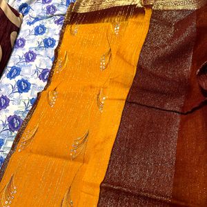 Jari Saree With Two Color Border