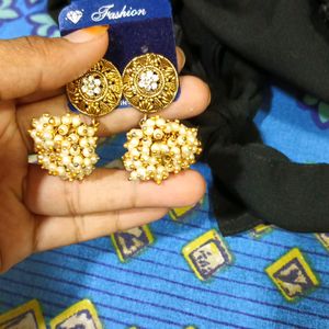 Gold Oxidised Jhumki