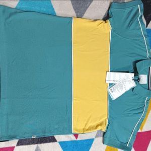 Teen Boy Gree And Yellow Polo T-shirt