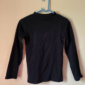 Ribbed High Neck Long Sleeves Top