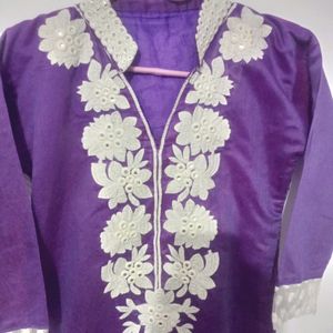 Beutiful Purple Cotton Silk Kurti