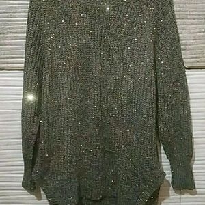 Brown Knitting Shimmery Sweater