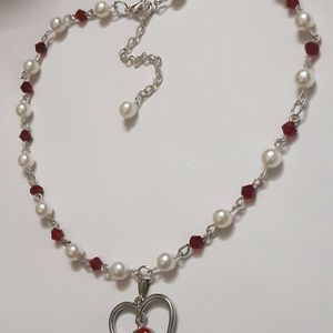 Elegant Cherry Pearl Necklace Handmade