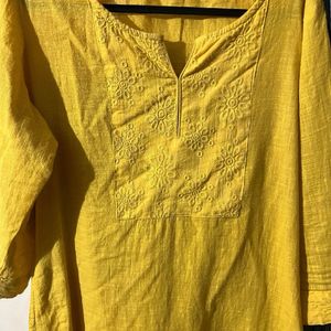 Mustard Straight Fit Kurta