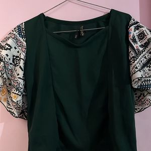 Green Colour Top For Party Wear