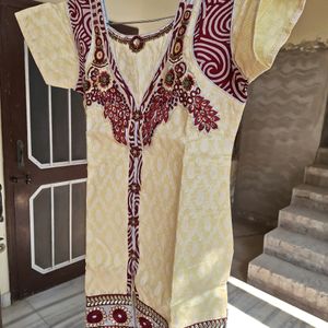 Mehroon &off White Patiyala Suit