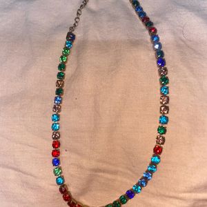 2 In 1 Multicolour American Diamond Necklace