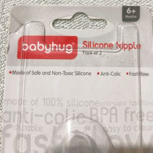 Babyhug Silicone Nipples Fast Flow-Pack Of 2