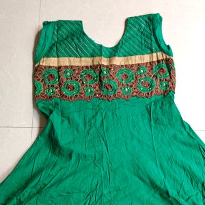 Green Colour Wedding Gown With Work