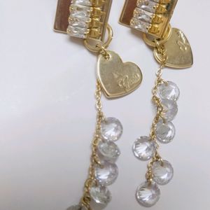 New Earrings With Heart And Diamonds