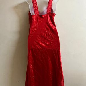 Korean Designer Red Silk One Piece