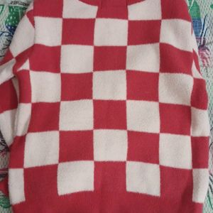 Red And Off White Sweatshirt Of Whinter Wear