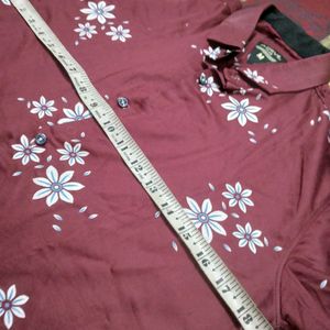 Mehroon Floral Printed Mens Shirt