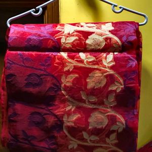 ❤️ BEAUTIFUL RED COTTON SILK SAREE 💖