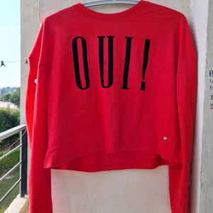 NUON(Westside) Red Cropped Sweatshirt