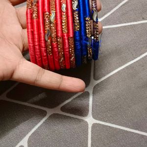 3 Sets Of Beautiful Silk Thread Bangles