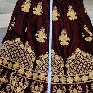 Embroidery Velvet Ghagra Choli Set Upto 8 Years