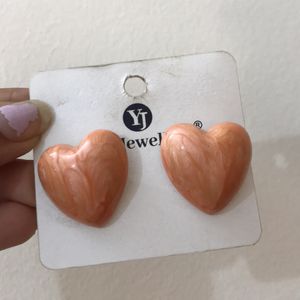 Marble Orange Heart Shaped Earrings