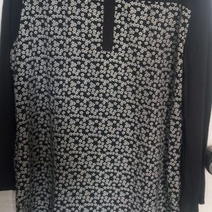 Black White Full Sleeves Top