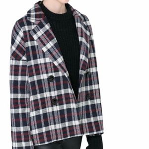 Zara Plaid Pea Coat/blazer