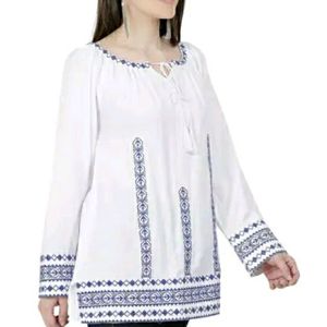 Women's Rayon White Embroidery Top